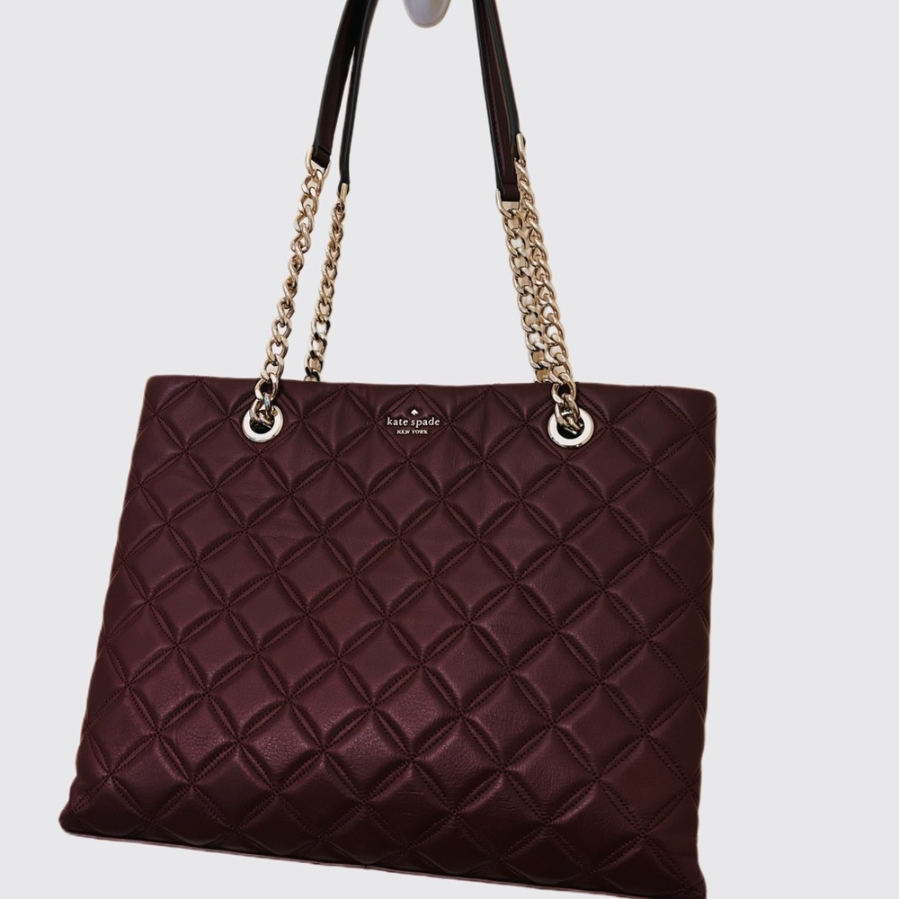 KATE SPADE NEW YORK NATALIA QUILTED CHAIN HANDLE TOTE CHERRY